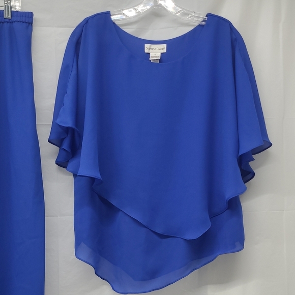 Draper’s & Damon’s Royal Blue Chiffon Skirt Set 16 Flowy A-Line Resort Wedding - Picture 4 of 15
